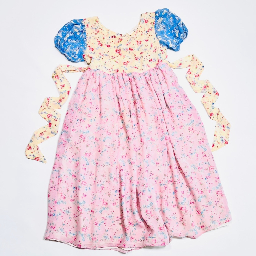 Girl’s LoveShackFancy Silk Floral Dress Pastel Pink Yellow Blue 8-9Y